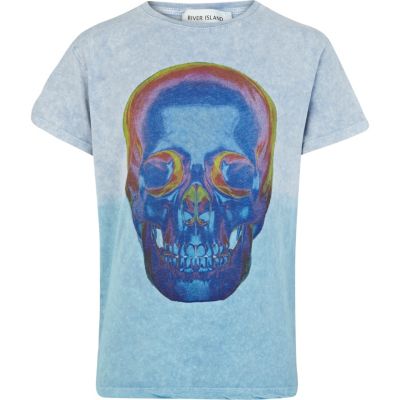 Boys blue skull print t-shirt