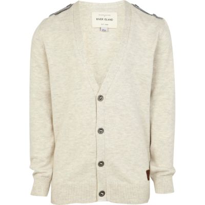 Boys ecru cardigan with epaulettes
