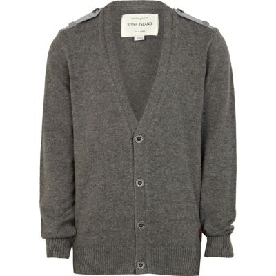 Boys grey cardigan with epaulettes