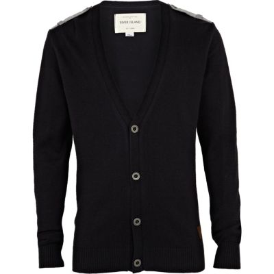 Boys navy cardigan with epaulettes