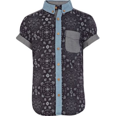 Boys blue bandana print shirt