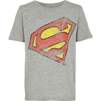 Boys grey marl slanted superman t-shirt