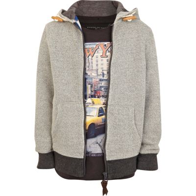 Boys grey hoodie and NY t-shirt set
