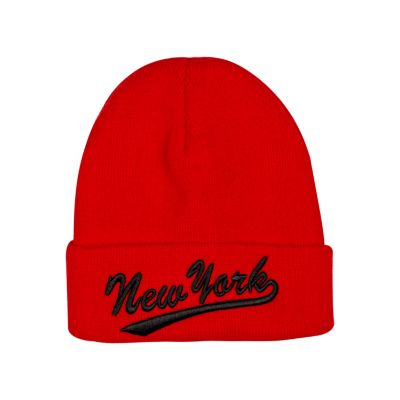Boys red New York beanie hat
