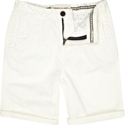Boys white chino shorts