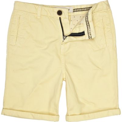 Boys light yellow chino shorts