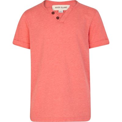 Boys red marl notch neck t-shirt