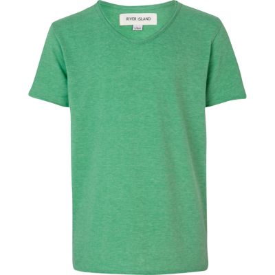 Boys green marl voop neck t-shirt