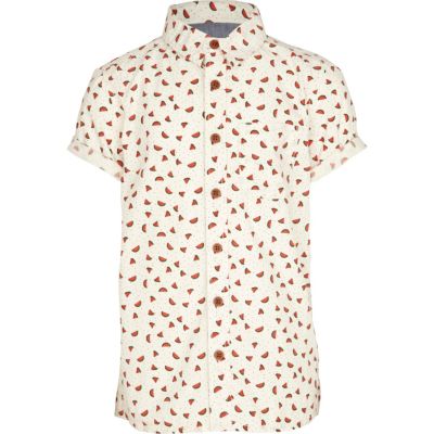 Boys ecru watermelon print t-shirt