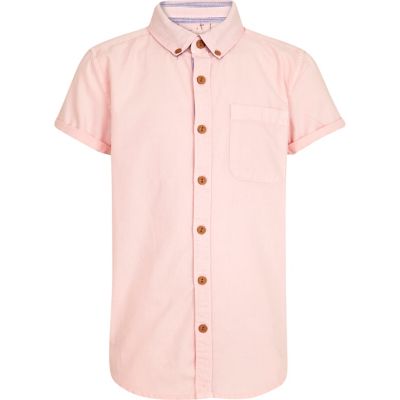 Boys pink short sleeved Oxford shirt