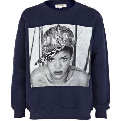 Boys navy Rihanna print sweatshirt