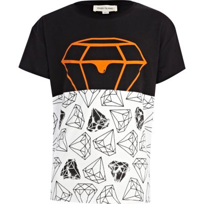Boys black fluro dripping diamond t-shirt