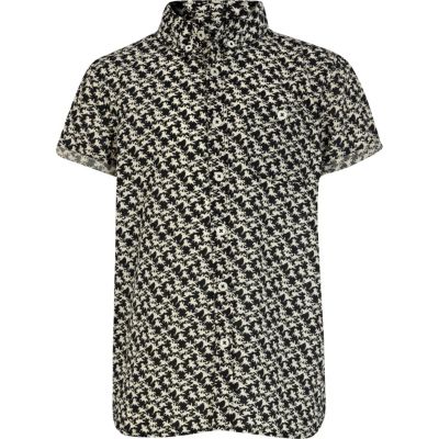 Boys black horse print shirt