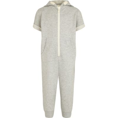 Boys grey marl short sleeved cropped onesie