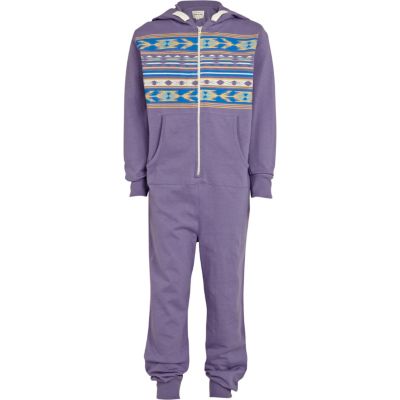 Boys purple aztec print onesie