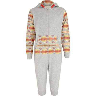 Boys grey aztec print cropped onesie