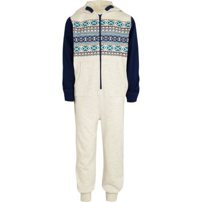 Boys ecru aztec print onesie