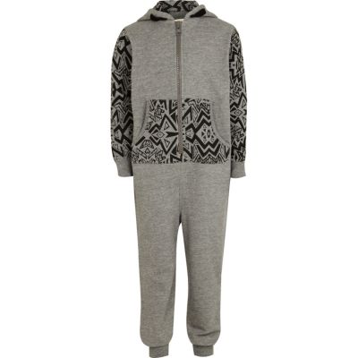 Boys grey geo print onesie