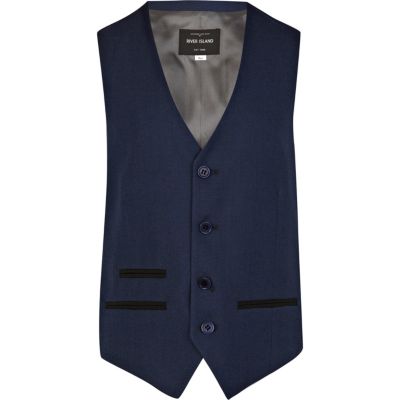 Boys navy blue suit waistcoat