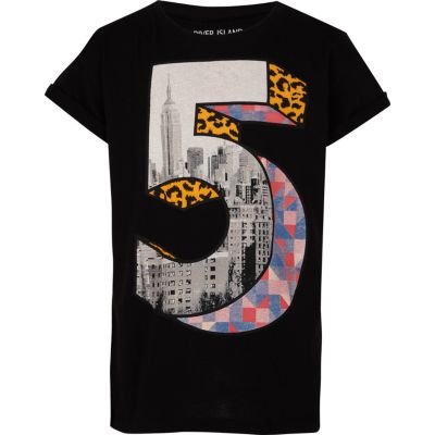 Boys black city number 5 t-shirt