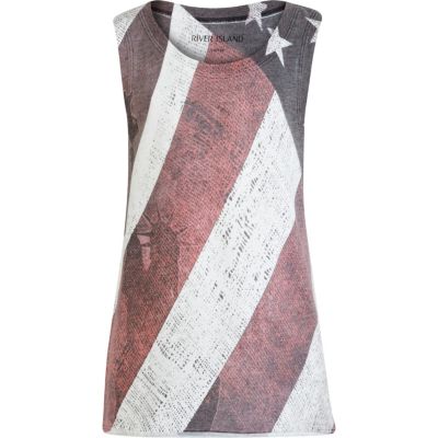 Boys ecru American flag vest