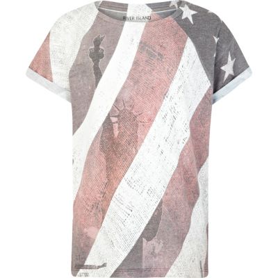 Boys ecru American flag t-shirt