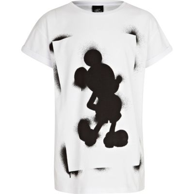 Boys white Mickey Mouse spray paint t-shirt