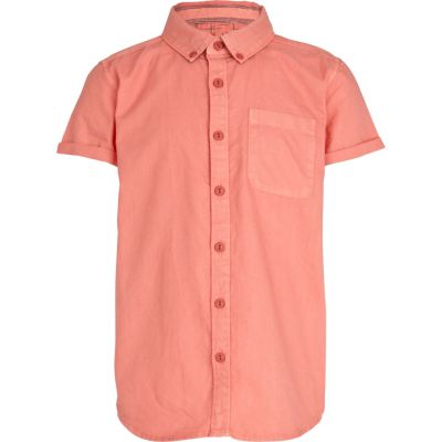 Boys coral short sleeved Oxford shirt