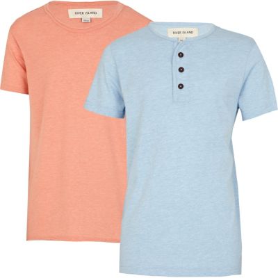 Boys blue grandad and orange voop t-shirt