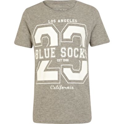 Boys grey LA Blue socks print t-shirt