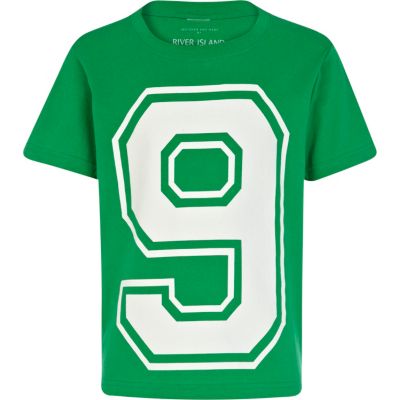 Boys green number 9 print t-shirt