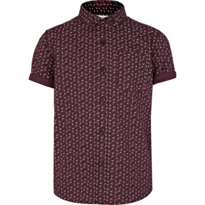 Boys dark purple paisley print shirt