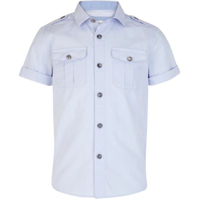 Boys light blue military shirt