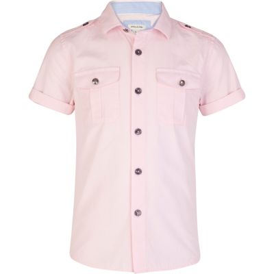Boys light pink military shirt