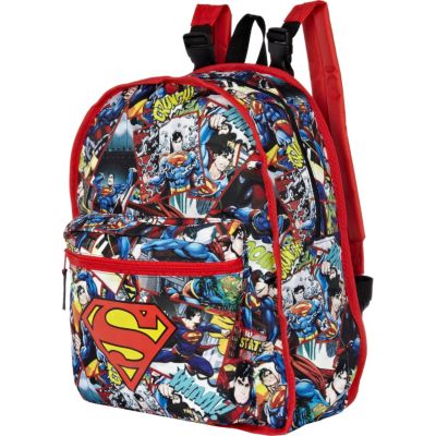 Boys navy reversible superman print rucksack