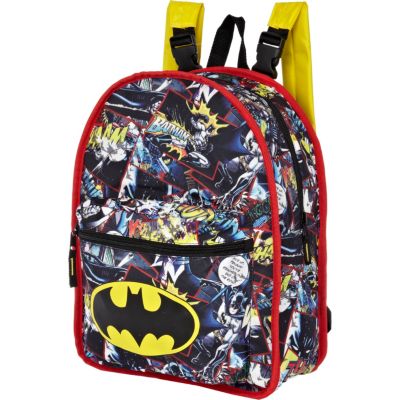 Boys black reversible batman print rucksack