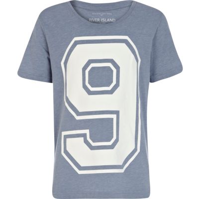 Boys blue number 9 print t-shirt