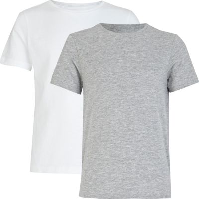 Boys grey and white crew neck t-shirts