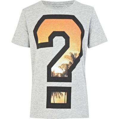 Boys grey question mark print t-shirt