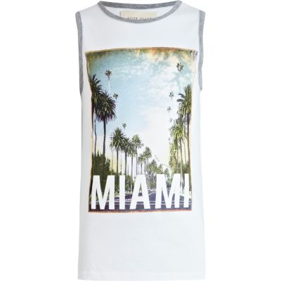 Boys white Miami print vest