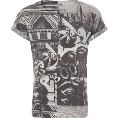Boys white graffiti print t-shirt