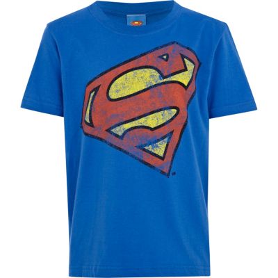 Boys blue slanted superman t-shirt