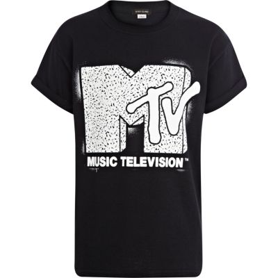 Boys black MTV print tee