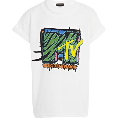 Boys white MTV print t-shirt