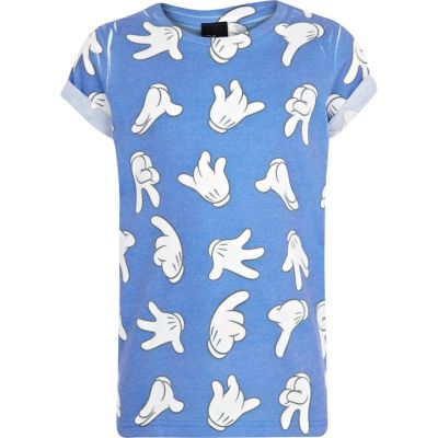 Boys blue Mickey hands print t-shirt