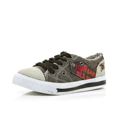 Boys grey denim canvas plimsolls
