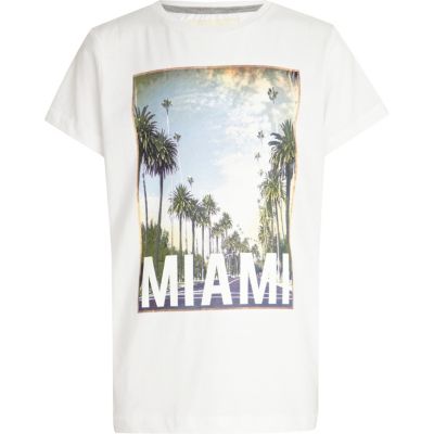 Boys white Miami print t-shirt