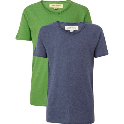 Boys green and blue voop neck t-shirts