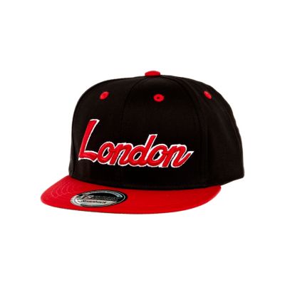 Boys black and red London trucker hat