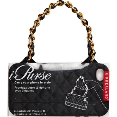 Girls black chain handbag phone case